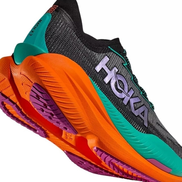 Size 9B - New Women's HOKA MACH X 2 Racing Shoes Black/Aqua - Picture 2 of 15
